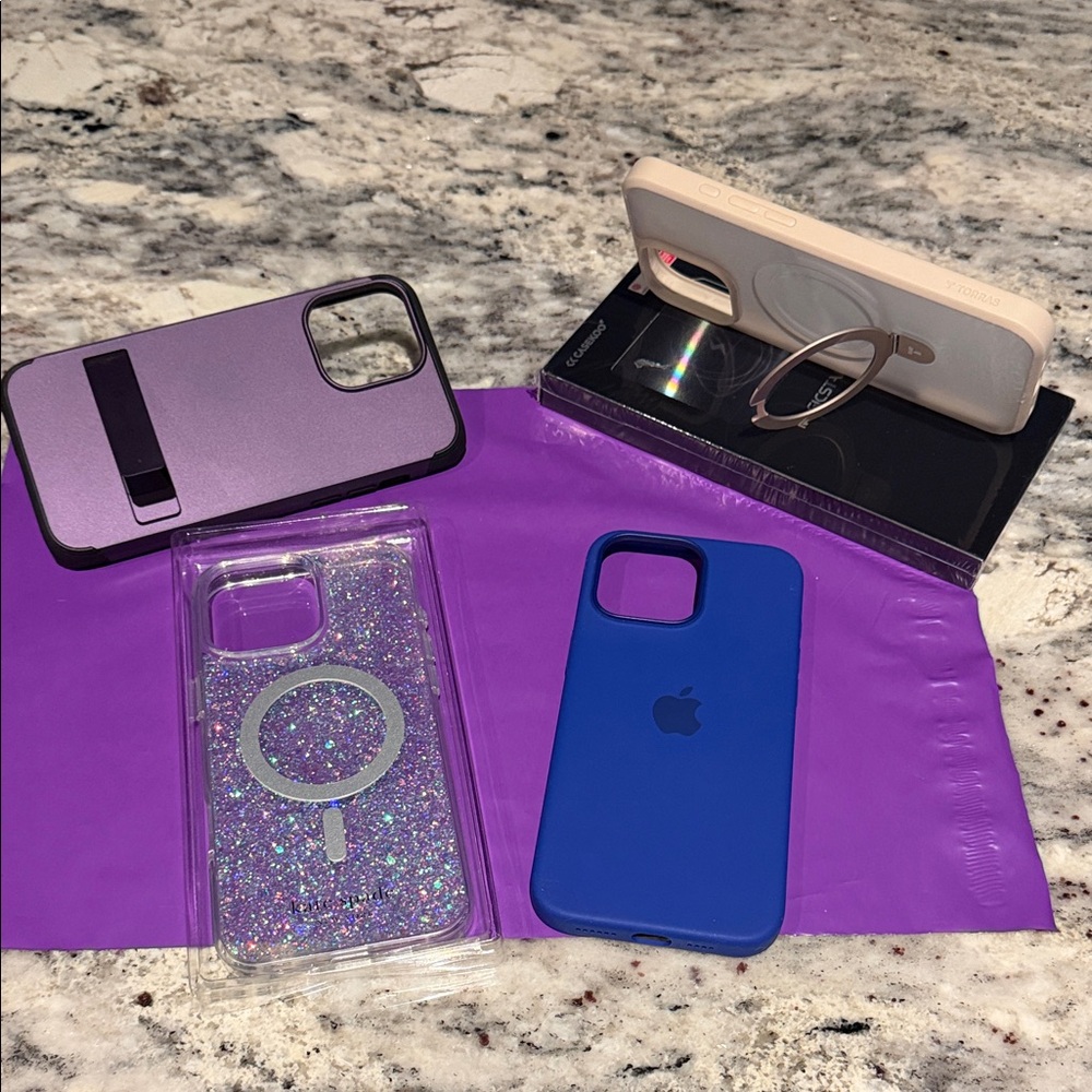 Apple iPhone 16 pro Max cases- Purple, Apple brand Blue,Clear,Kate Spade Glitter